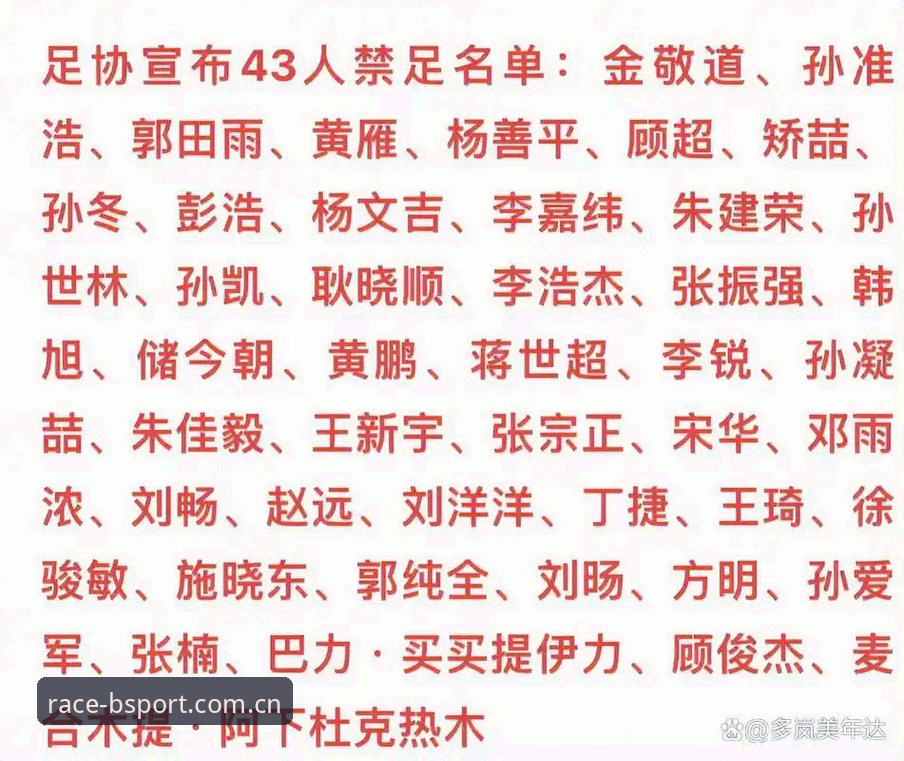 足协第三批禁足名单全面解析：从17人终身禁赛看中国足球反腐深度